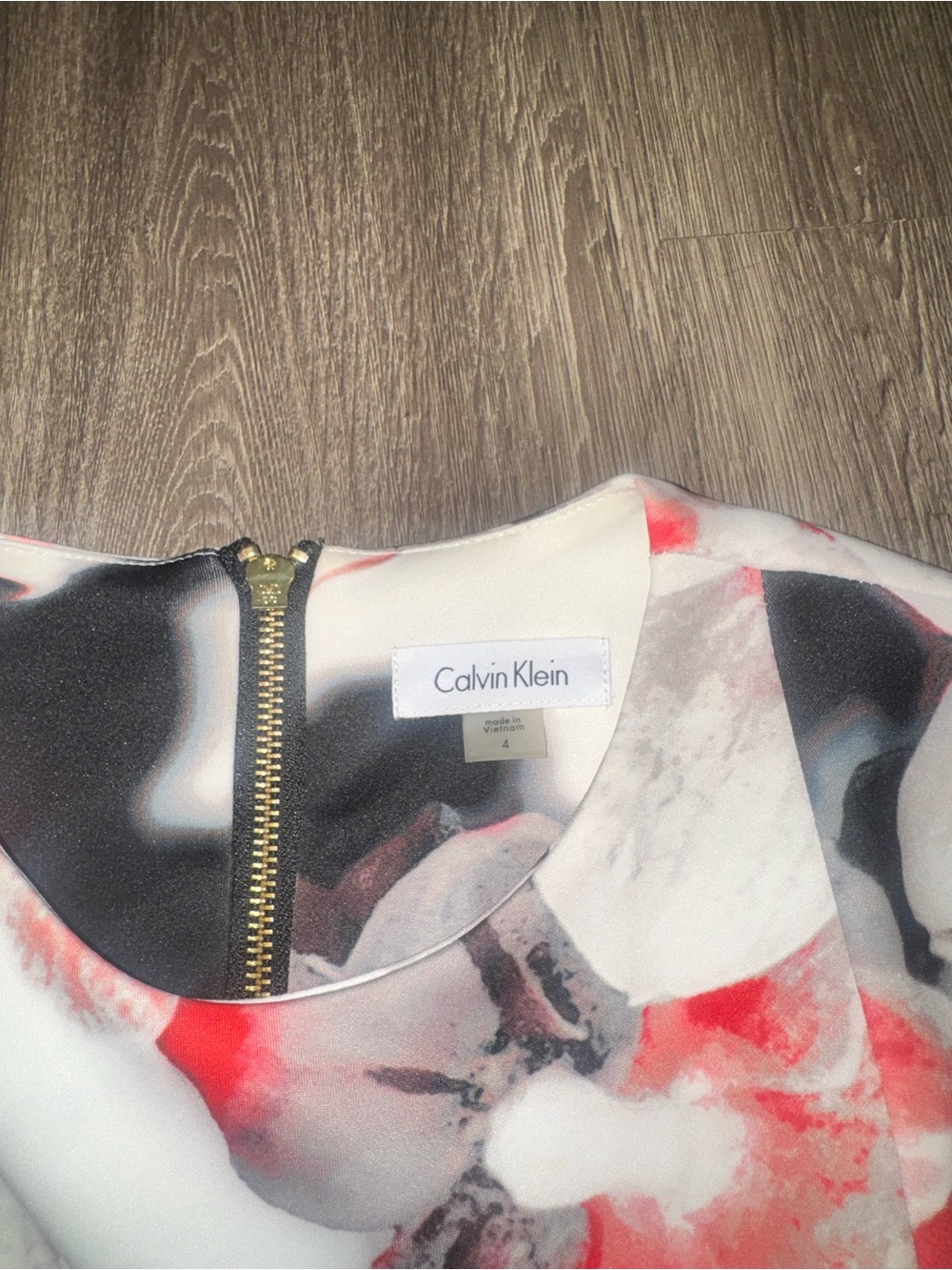 Calvin Klein Strapless Floral-Print Sheath Dress in White, Red and Black